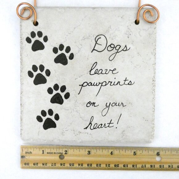 Decorative Hand Crafted Stone Tile Sign Dogs Leave Pawprints On Your Heart - Picture 6 of 6